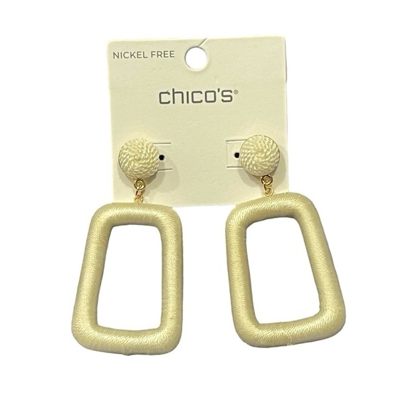 NWT Chico’s No Droop Off White Square Hoops - Picture 1 of 9